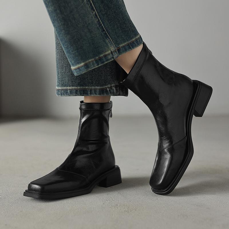 Ankle Boots Women Square Toe Fashion Dress Heeled Shoes Designer Dress Woman's Winter Boots 2025 Chelsea Botas De Mujer Shoes