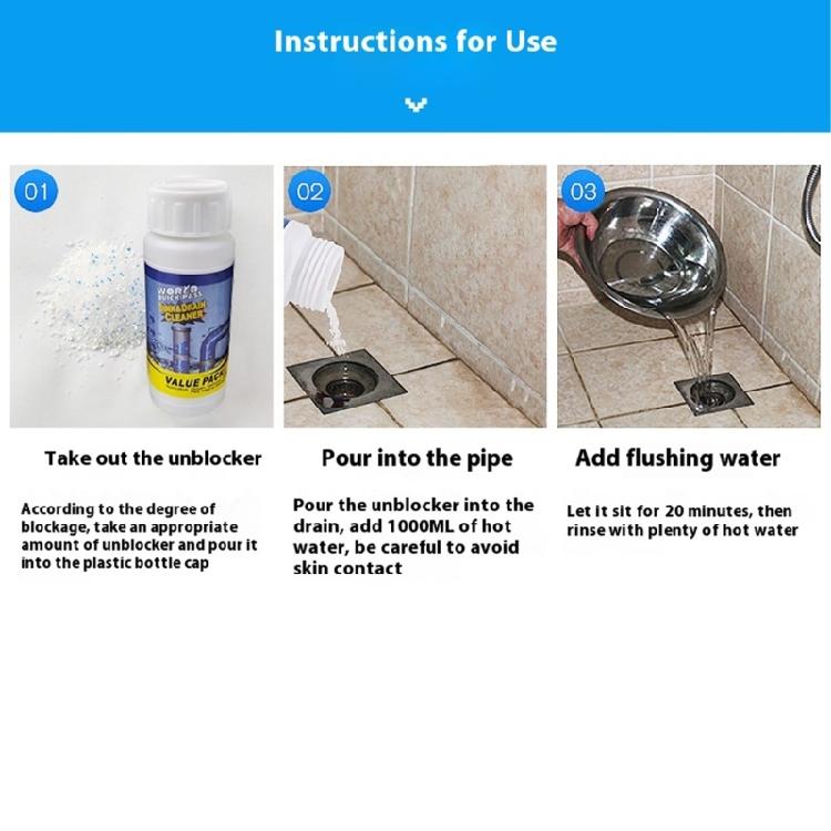 Safe 5 Bottle Drain Dredging Cleaner 110g Each Rapid Action For Shower Kitchen Pipe Systems