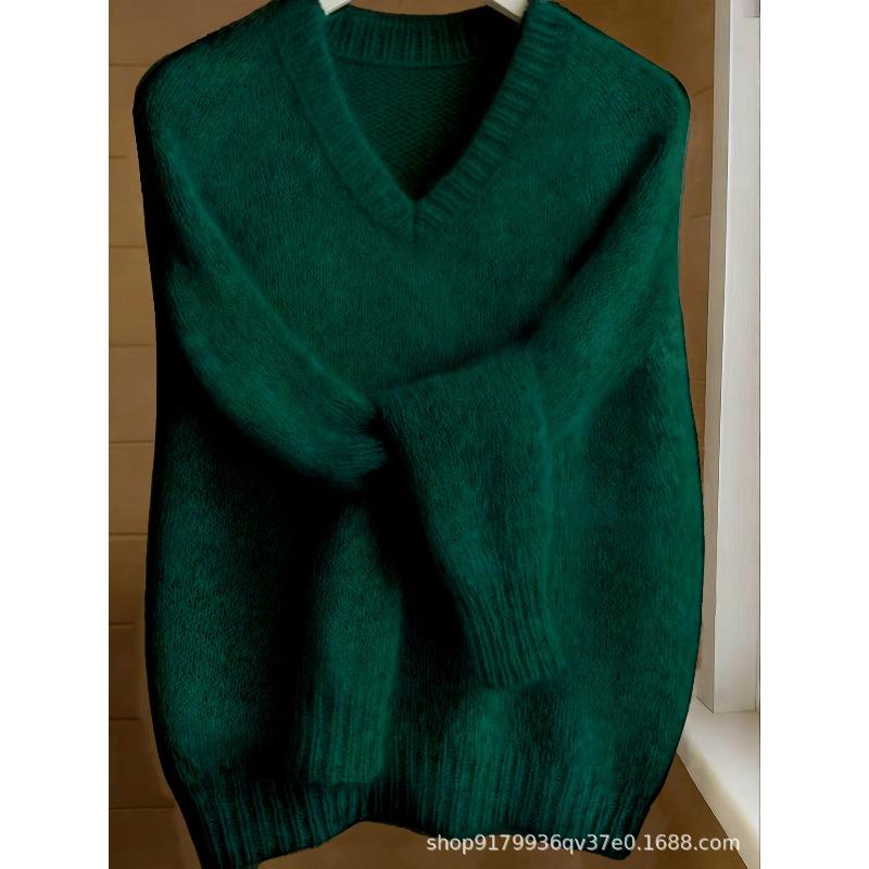 Season V-neck fleece feeling warm feeling pullover sweater women