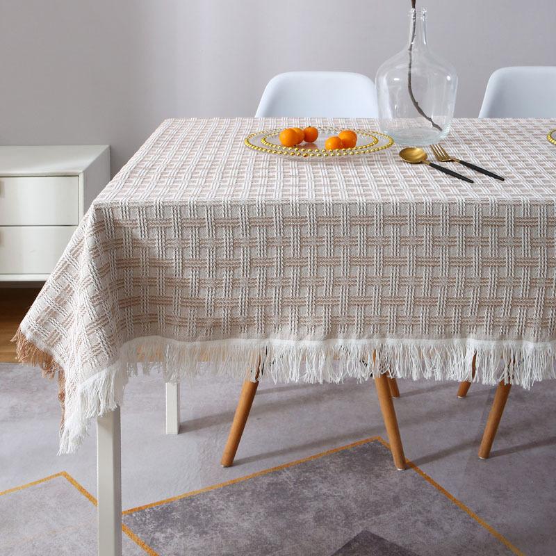 Small Round Table Coffee Table Cloth Ins White Tablecloth Light Luxury High-End Simple Birthday Arrangement Cotton And Linen Bedside Table Cover Cloth