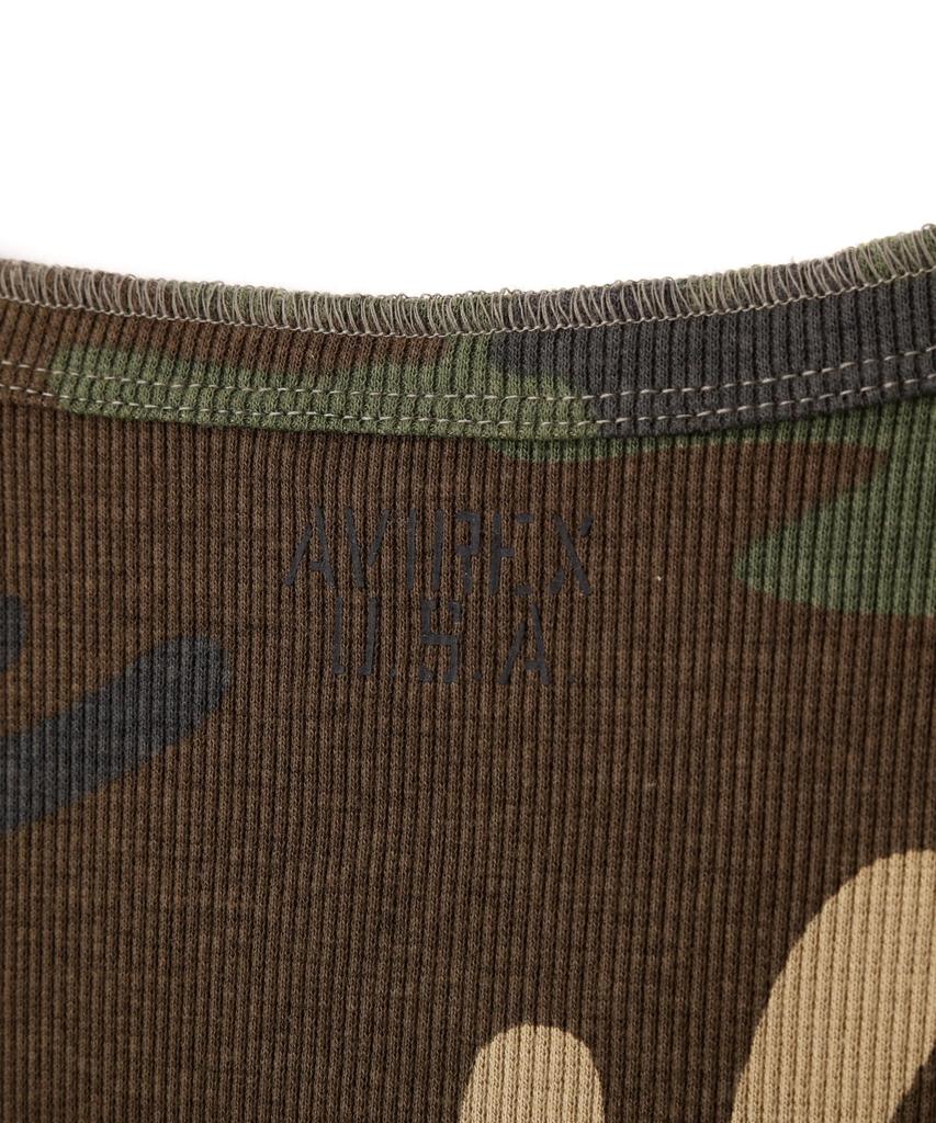 Avirex Daily Rib Short Sleeve Neck Camouflage Rib Henley Neck Short Sleeve Daily Size Olive 6143504 T-Shirt (Web Exclusive) T-Shirt, Wear, Men's, M,