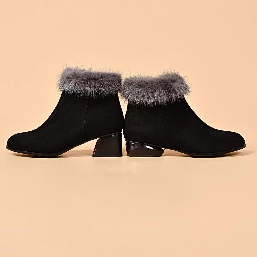 Women's Winter Boots Luxury Ankle Casual  Warm Outdoor Wedge  Heel Short Comfortable Shoes For Women