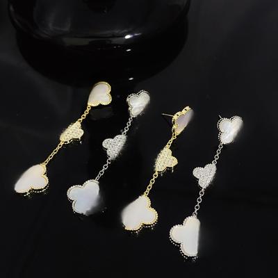 Exquises Boucles d'Oreilles à Pampilles Trèfle à Quatre Feuilles Porte-Bonheur - Déclaration de Mode Polyvalente