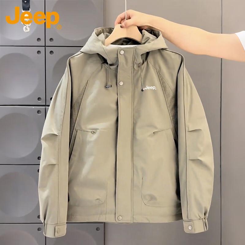 JEEP Men s Spring/Fall Relaxed-Fit Hooded Casual Jacket L