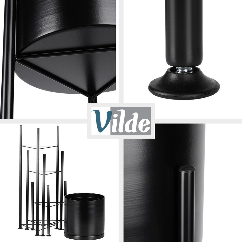 3x Blumentopf Pflanzgefäß Metall Schwarz Übertopf auf Ständer Beinen Pflanzen