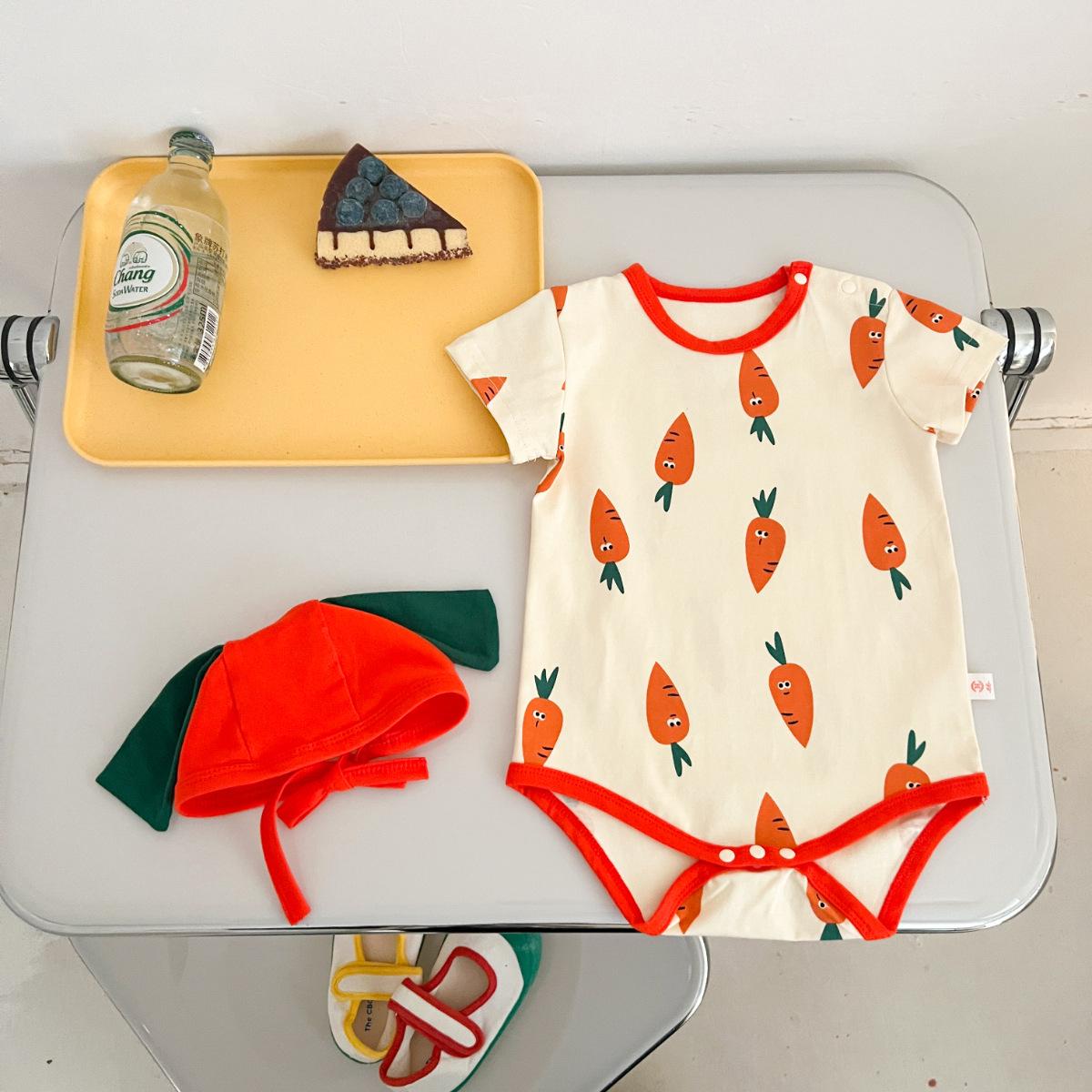 Korean Style Hooded Baby Onesie - Summer Unisex Bodysuit with Snap Crotch 90 cm