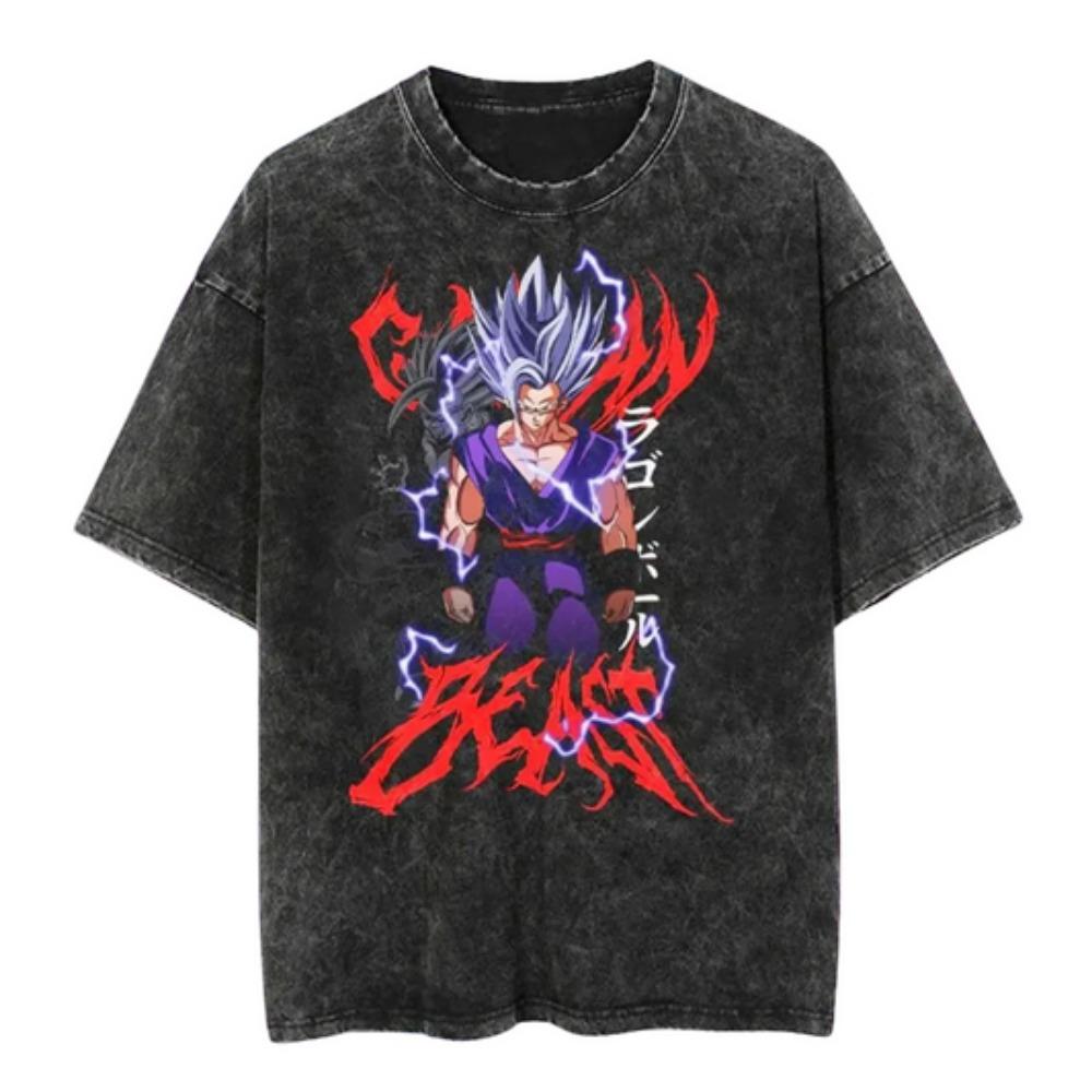 Vintage Washed Dragon Ball Anime T-shirt Man Women Short Sleeve Tee Streetwear Loose Casual Top Summer