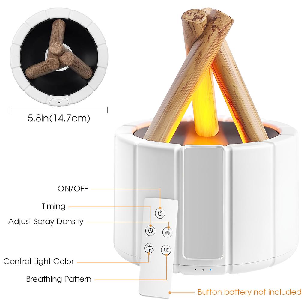 Aromatherapy Diffuser with Wooden Stick-remote Control, White Noise, Air Humidifier Warming Function and 7-color LED Light.