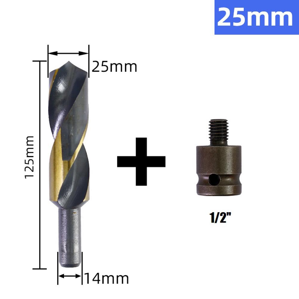 14mm Shank Drill Bit With Adapter HSS Drill Bit Drilling For Cobalt Metal Plastics PVC Pipes Hole Making Tool 14mm-25mm