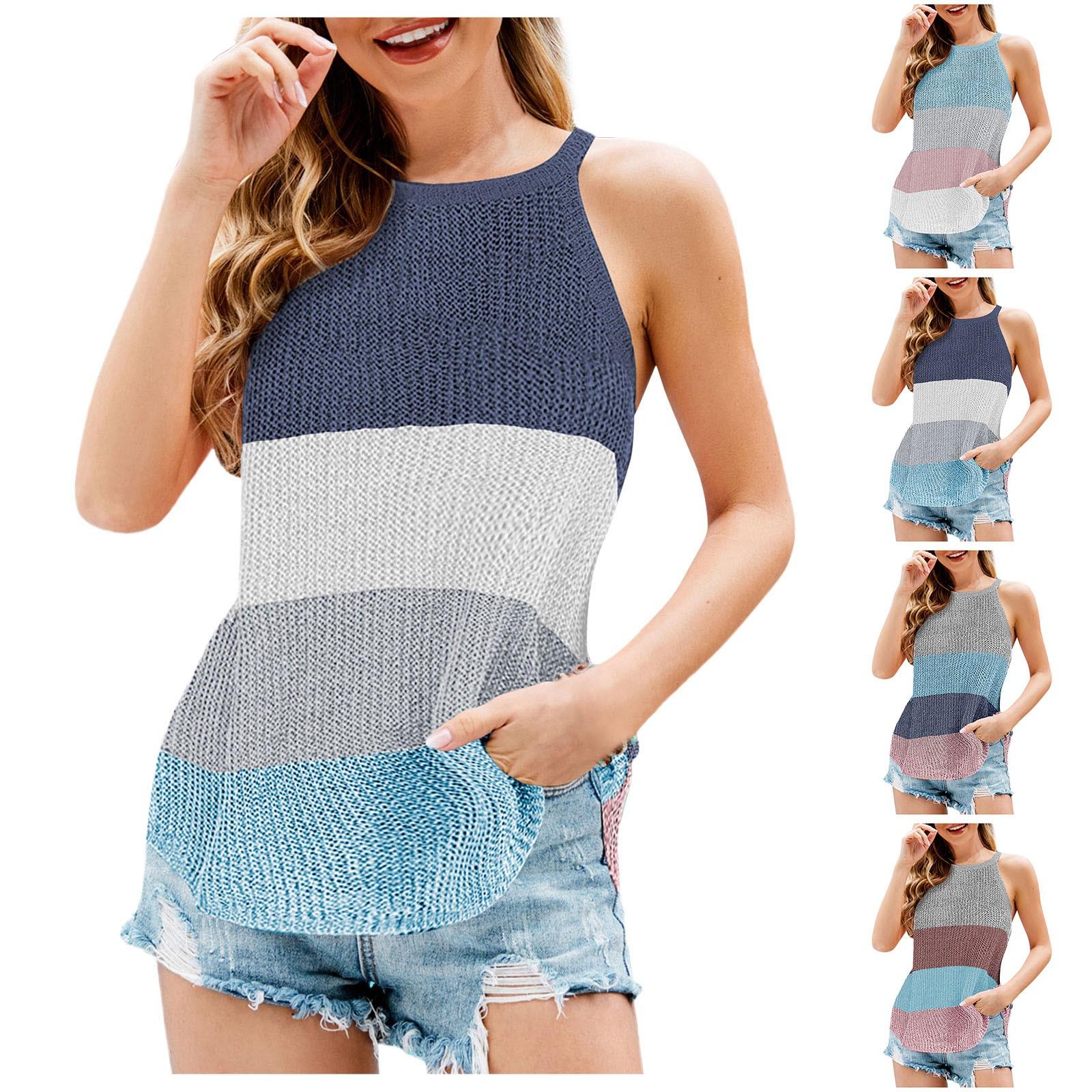 

Женская мода повседневная висячая шея с круглым вырезом без рукавов ледяной шелковый карман шишка цветной свитер маленький жилет