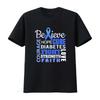 Diabetes Awareness T Shirt Blue Ribbon Word Vintage Washed Fashion Unisex Homme Stylish Streetwear Top For Everyday Wear Casual