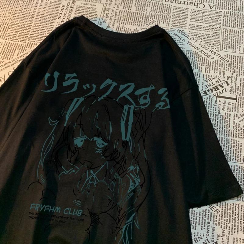 

Fashion Cartoon Women TShirts Cute Girl Figure Printed Streetwear Soft Breathable Summer Street Female Casual Clothing 3XL