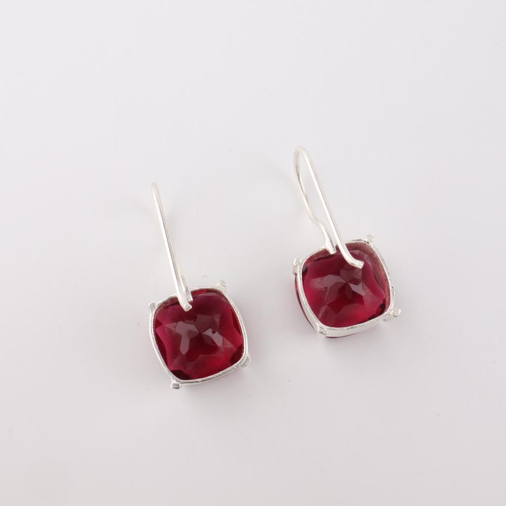 Pink Rubellite Gemstone 925 Sterling Silver Jewelry Handmade Hook Earrings 1" EE-172-2
