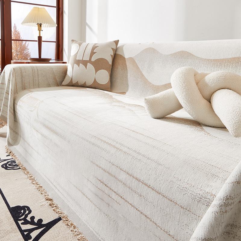 Полотенце для дивана из синели в стиле бохо с кисточками — фото 11