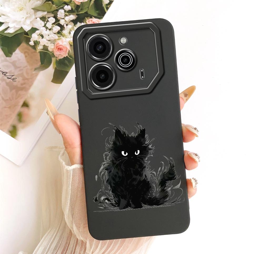 Phone Case For Tecno Pova 6 LI7 / Pova 6 Pro LI9 Casing Liquid Silicone Cartoon Dragon Funny Cat Seabeach Pattern Back Cover