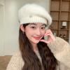 Korean Version of Autumn and Winter New Hat for Women Solid Color Versatile Knitted Wool Hat for Winter Warm Metal Beret