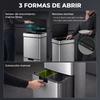 Kitchen Waste Bin, 72 L, Motion Sensor, 3 Compartments, 42 x 30 x 81 cm, Grey