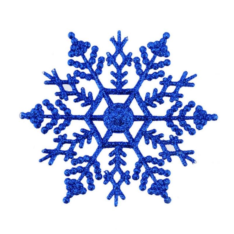 6/12pcs Christmas Snowflakes Decorations Silver Glitter Artificial Plastic Fake Snowflake Xmas Tree Ornaments Pendant Navidad