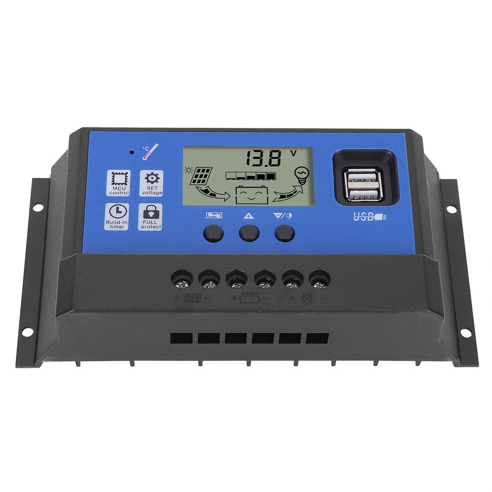 Intelligent Solar Panel Battery Regulator Charge Controller LCD Display with Dual USB Port 12 24VRBL 50A