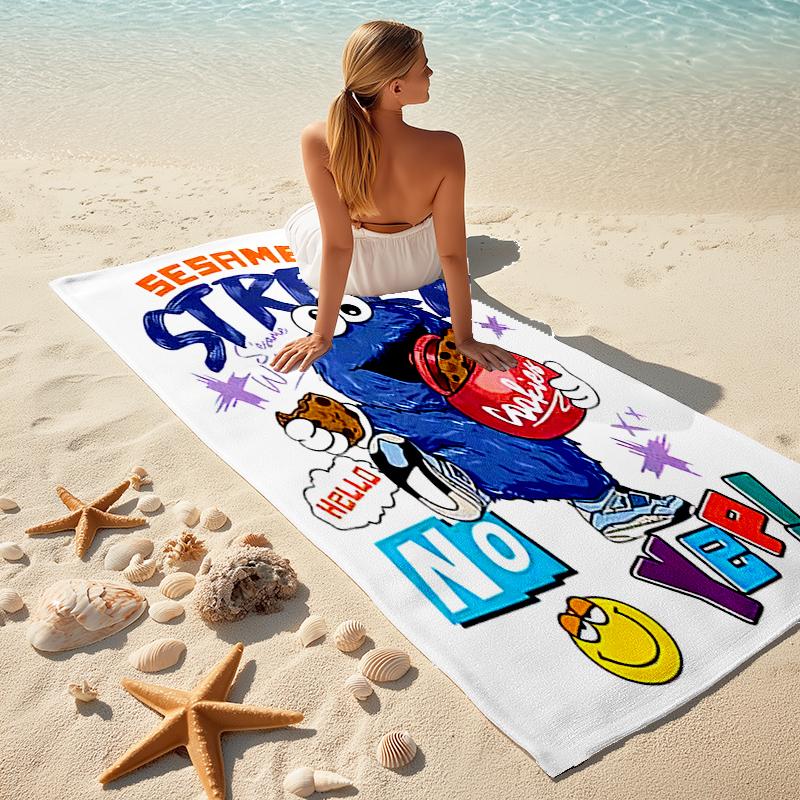 Sesame Street Beach Towel Outdoor Camping Beach Towel for Vacation Swim Outdoor Pool Absorbent Bath Towel