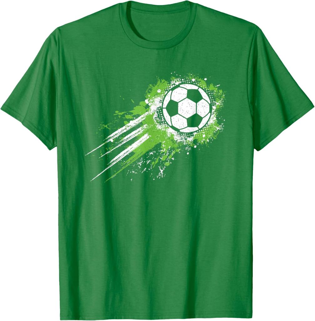 Grunge Soccer Ball Splash Graphic Tee Breathable Cotton Short Sleeve Tshirt For Boys And Unisex