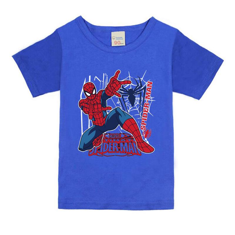 Summer New Childrens Tshirt Personalized Spider Man Printed Letter Half Sleeve Base Cotton Round Neck Parent Child Wear