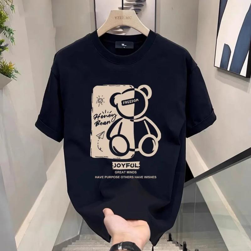 Hot Sale Luxury Brand Summer Handsome Men's Pure Cotton Round Neck Short Sleeve T-shirt for Men Short Sleeve Loose Tops -
