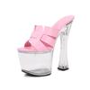 Fashion 18cm Crystal Mule High Heels Waterproof Platform Thick Sole Slip-Resistant Nightclub Pole Dance Catwalk Model Women's Shoes