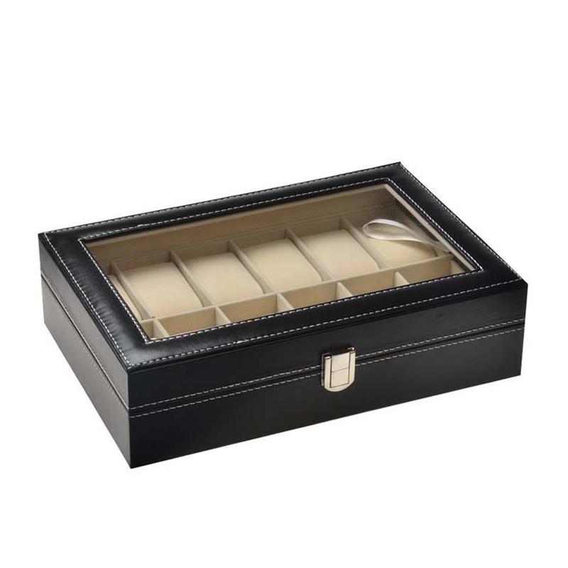 10 12 Slots Wrist Watch Box Watch Holder Storage Case Organizer PU Leather Watch Display Box