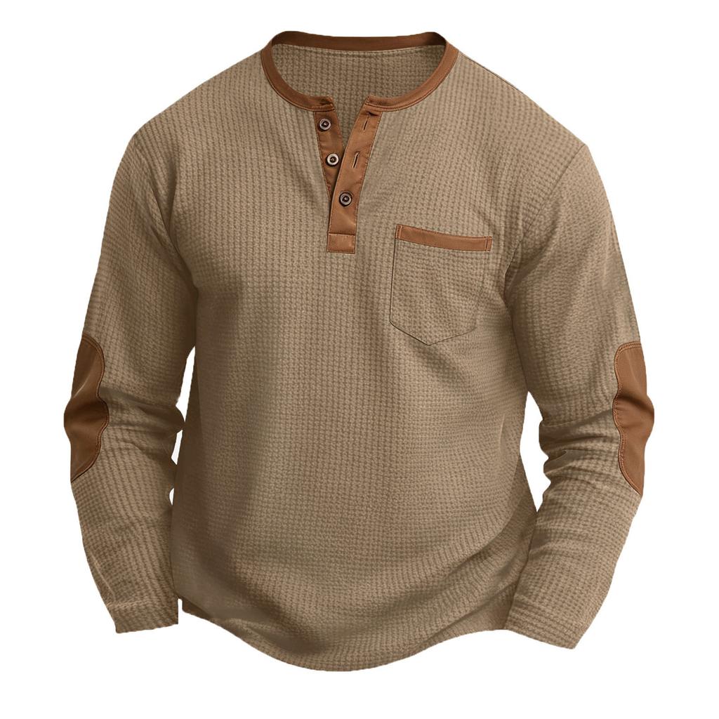 Men's Casual Long-sleeved Sports Shirt With Stand-up Collar And -textured Base Layer Shirt
