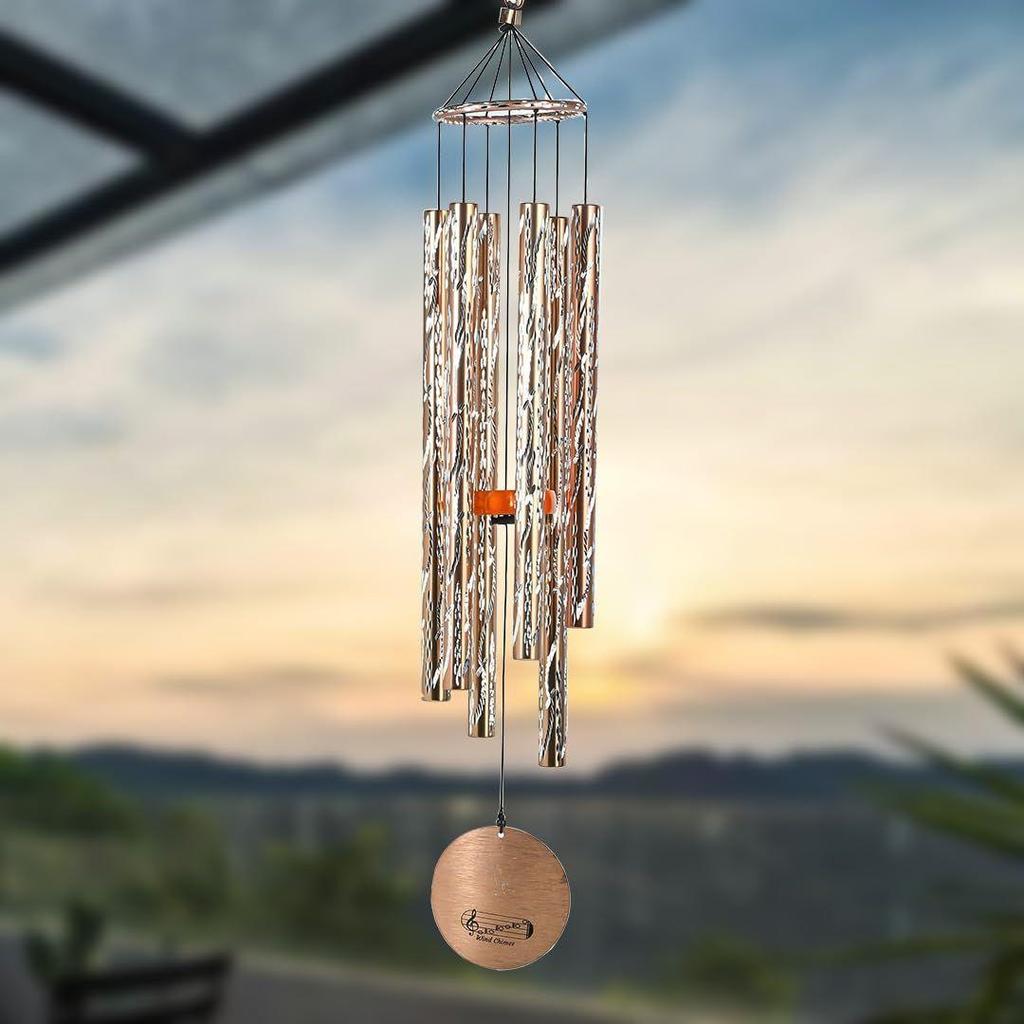 Windspiel für Balkon - Große Bronze-Windspiele – 38 Zoll mit 6 Pfeifen für Balkon, Garten, Haus & Wohnzimmer |