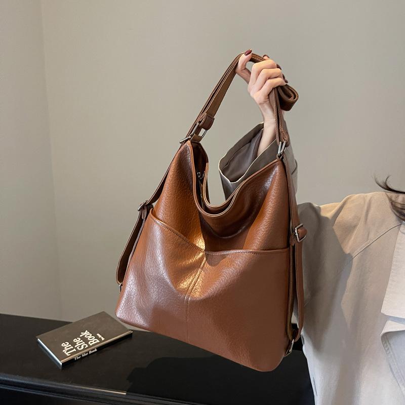 New Soft Leather Texture Armpit Bag High Capacity Women Backpack Versatile Commute Shoulder Tote Bag