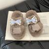 Furry casual furry shoes women's autumn and winter new wear cute cartoon thick sole heightening non-slip furry slippers tide