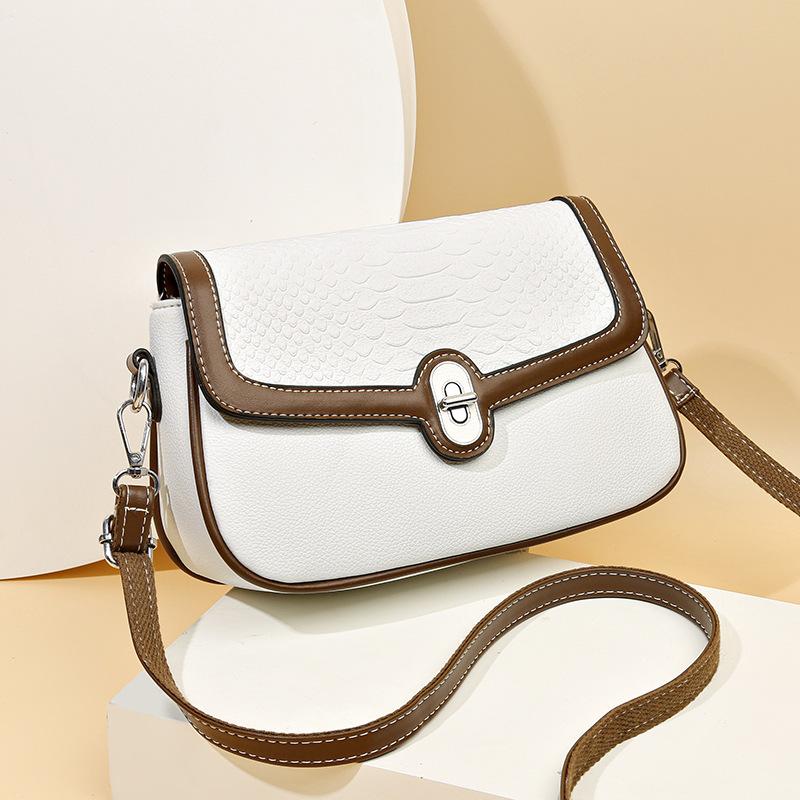 Premium contrasting color new bag women's new messenger bag crocodile pattern small square bag shoulder bag