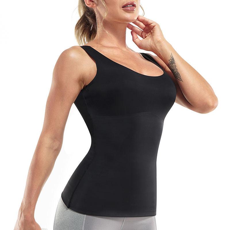 

European and American Women s Body-shaping Tops Tight-fitting Belly-control Sleeveless Vests Seamless Close-fitting Sports Fitness Tops Wholesale S чёрный