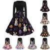 Women's Casual Fashion Round Neck Carnival Printed Vintage Dress