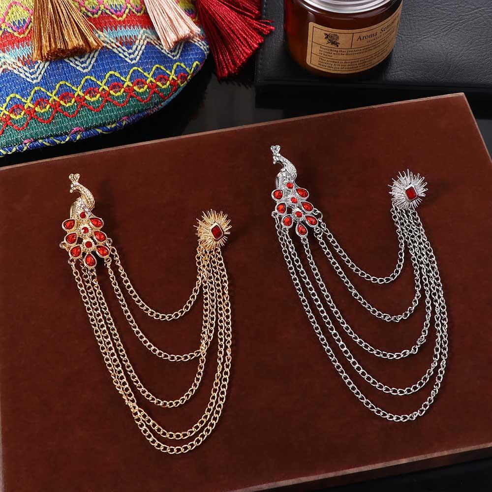 Corsage Rhinestone Suit Peacock Zinc Zinc Alloy Fashion Jewelry Clothing Accessory Men Brooch Vintage Brooch