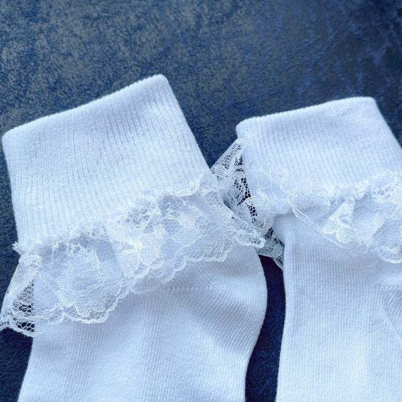 5 Pairs Princess Children Ankle Short Sock Ruffle Cotton Lace Mesh Socks Kids Toddler Baby Girls 2-15Years