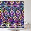 Tenda da Doccia Astratta Boemia per Bagno Tessuto in Poliestere Stampato Boho Arte Nordica Medievale con Ganci