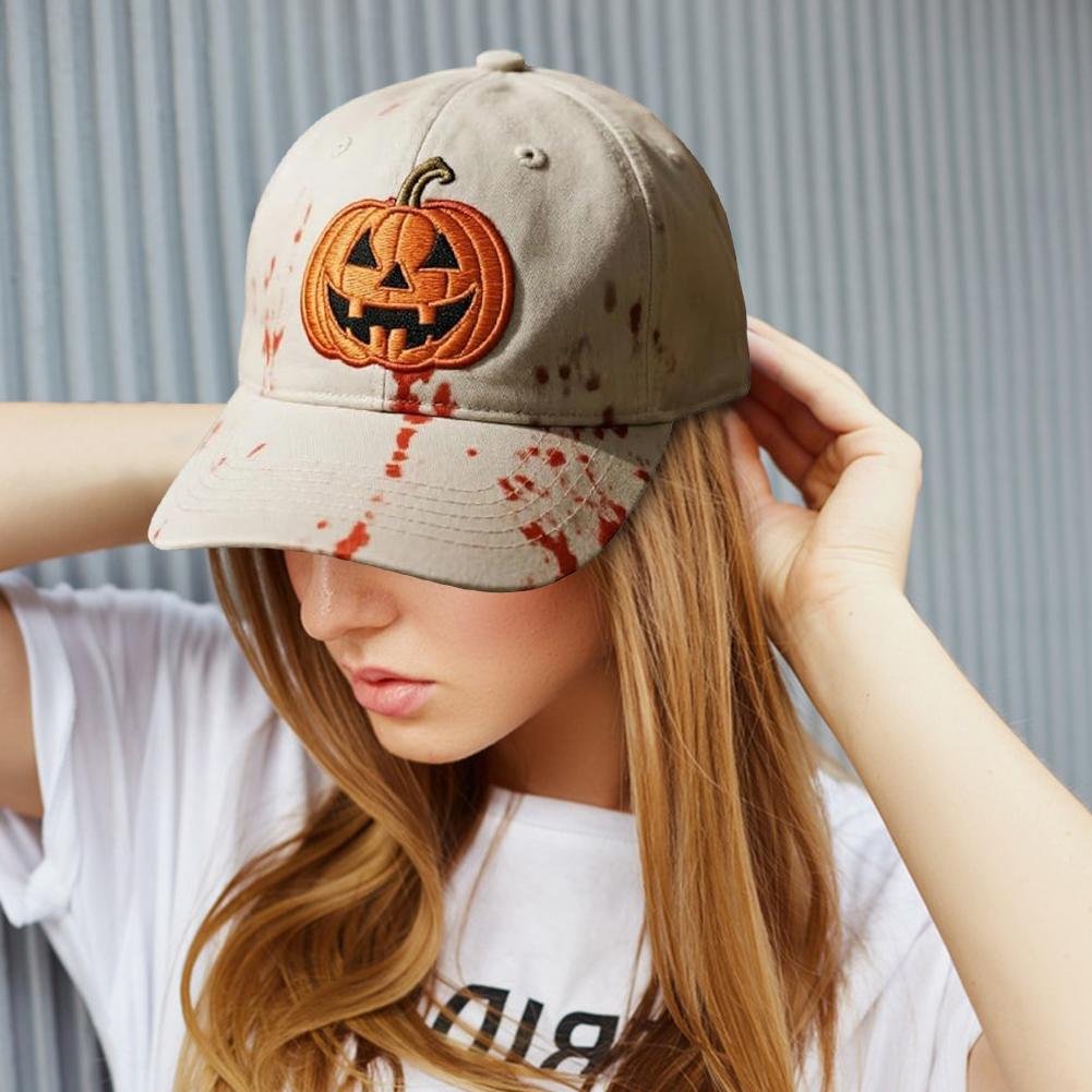 Halloween Embroidered Pumpkin Smiling Face Baseball Cap Unisex Sun Hat Couple's Hat Outdoor Party Sports Hip-hop Hat for Outdoor