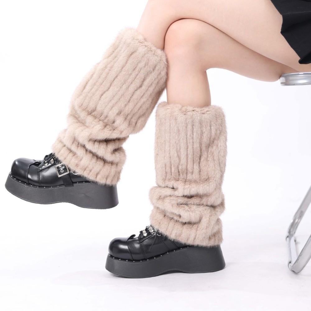Harajuku Style Faux Fur Furry Leg Warmers Japanese Style 25/40/50cm Lolita Boots Cover Sweet Soft Long Tube Sock Spicy Girls