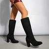 Heeled Fashion Boots 2025 Winter New Plus-size Block-heeled Sleeve Western Boots
