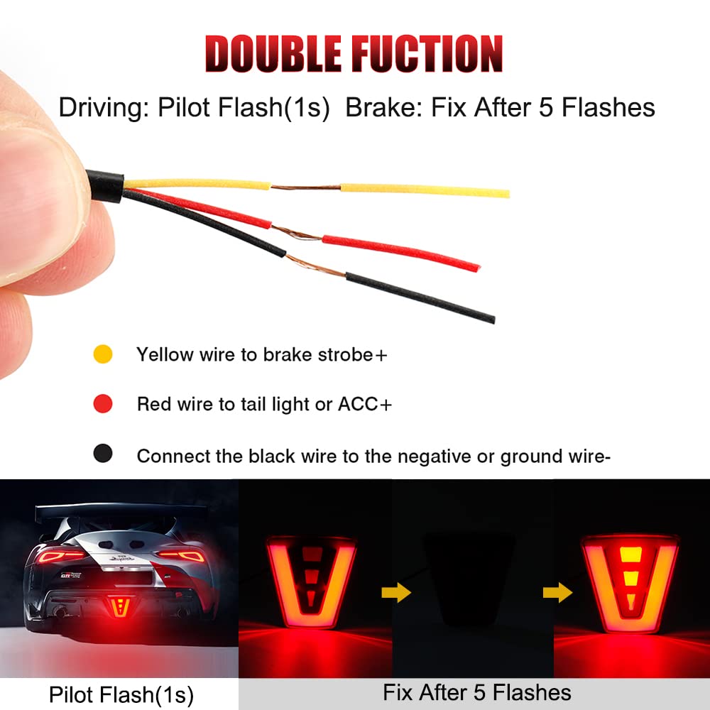 Led Brake Pilot Lights Sporty F1 Style Rear Tail Lights 12V Car Flash Warning Reverse Stop Safety Signal Lamps For Auto SUV Moto Back Up Lights 1