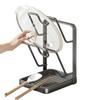 Pan Lid Organizer 2-Tier Storage Stand Lid Holder with Drip Tray for Spatula Ladle Spoon Kitchen Countertop
