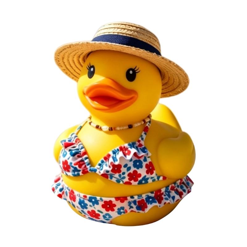 Dashboard Duck Figurine Beach Duck Ornament for Desk Shelf Counter Display with Summer Vacation Style Home Accent