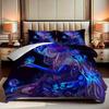 2/3Pcs Anime Girl Blue Butterflies Glowing Dress Magical Fantasyquilt Cover Set With Printed Pattern Quilt Cover Set