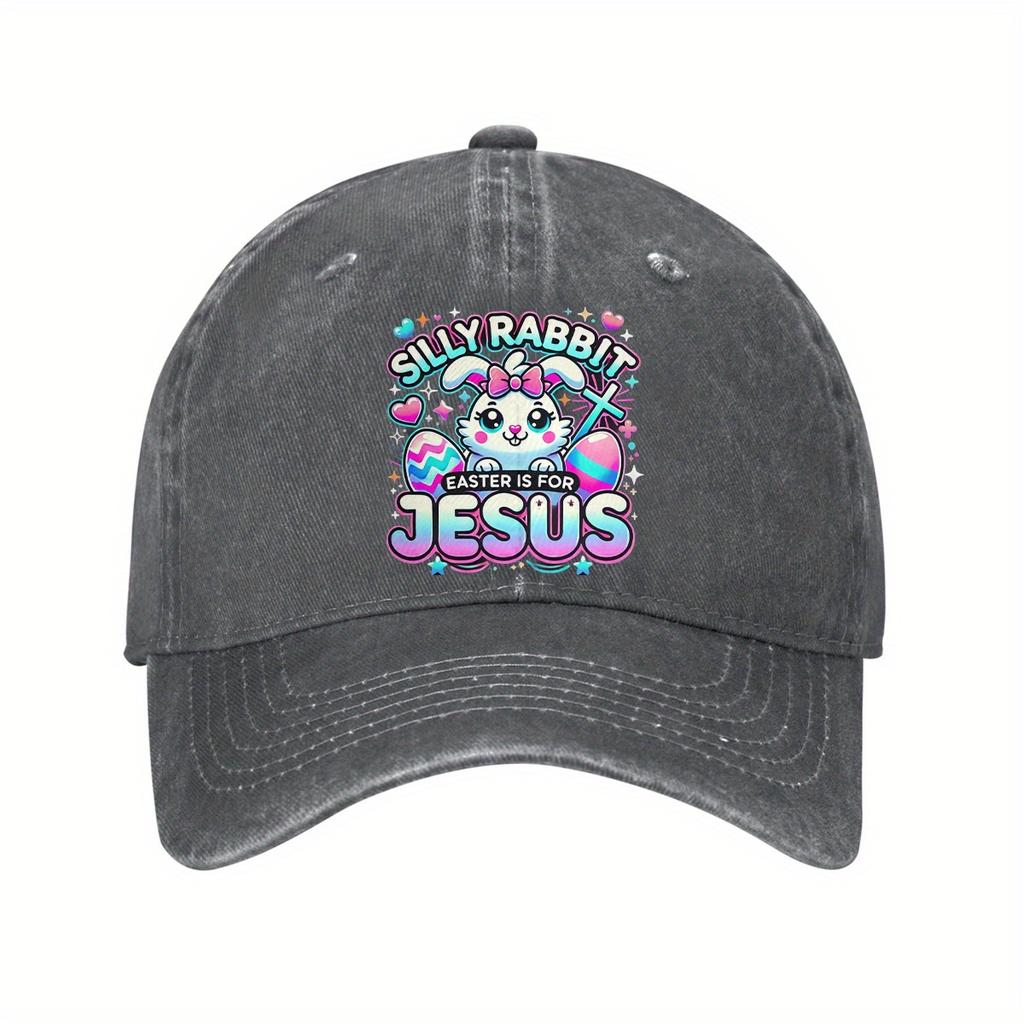 Silly Rabbit Easter Jesus Print Baseball Cap Adjustable Cotton Casual Distressed Unisex Adult Cap