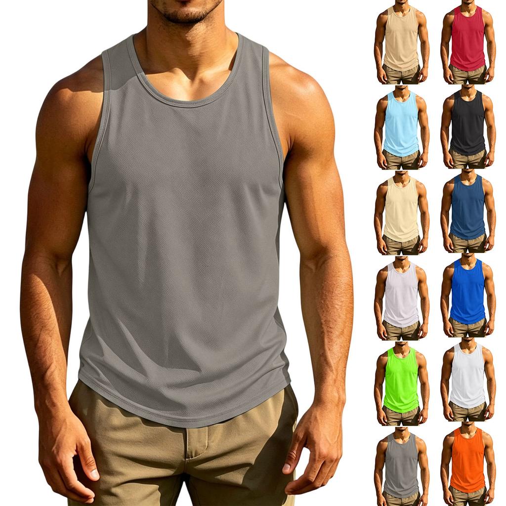Men's Sleeveless Tank Top Lightweight Athletic Fitness Quick Dry Breathable Muscle Shirt Summer Workout Gym Vest