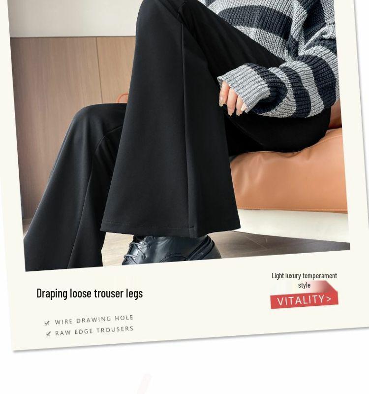 Petite Women's 2026 Spring Black High-Waisted Slim Flared Suit Pants