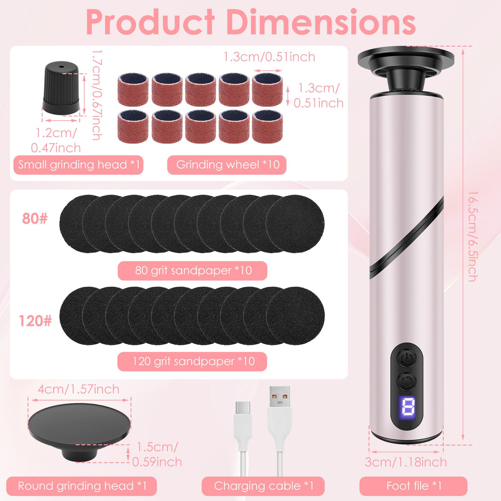 

Электрическая пилка для удаления мозолей Складной педикюрный инструмент с наждачной бумагой и шлифовальной головкой Регулируемая 9-скоростная пилка для ног для удаления мозолей